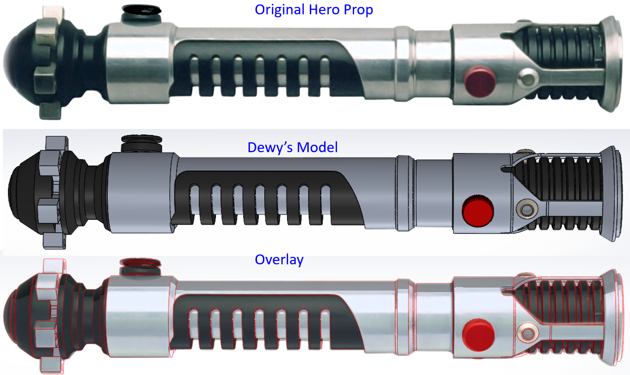 Dewy and Anakin Starkiller's Accurate Qui-Gon Jinn Lightsaber Design