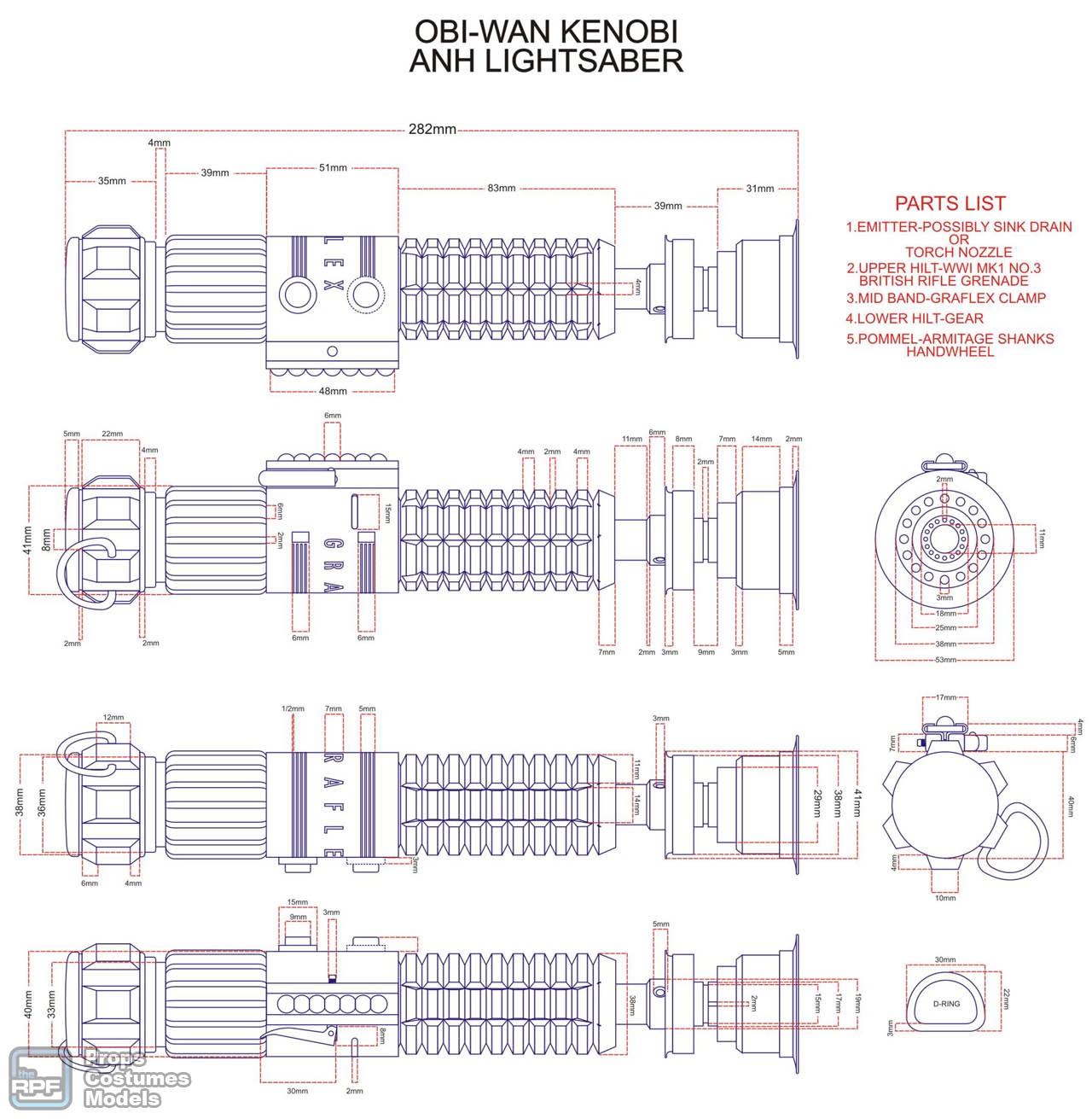 DARTH SABER ANH Obi-Wan Kenobi saber blueprint