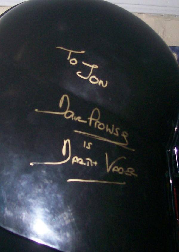 Disney Vader helmet signed by Dave Prowse