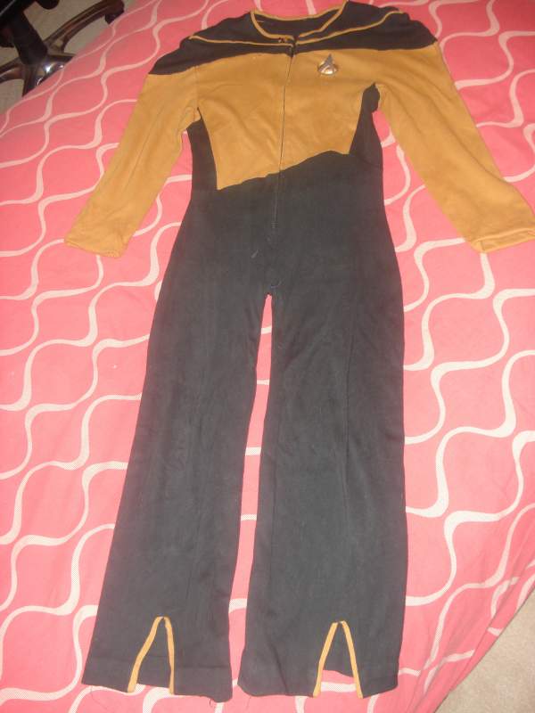 Early Star Trek: TNG Operations/Engineering/Security jumpsuit. This was made by my brother as part of a school sewing project when I was only 8 years