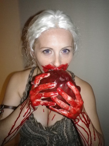 Jello blood and fully-edible heart added between the first and second Game Of Thrones meetup, DragonCon 2011.