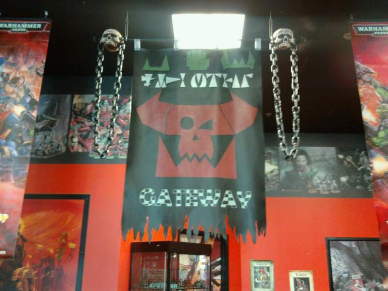 Made this Ork Banner for the Games Workshop Gateway store...The Banner Will be moved to the LA Bunker location in a few weeks