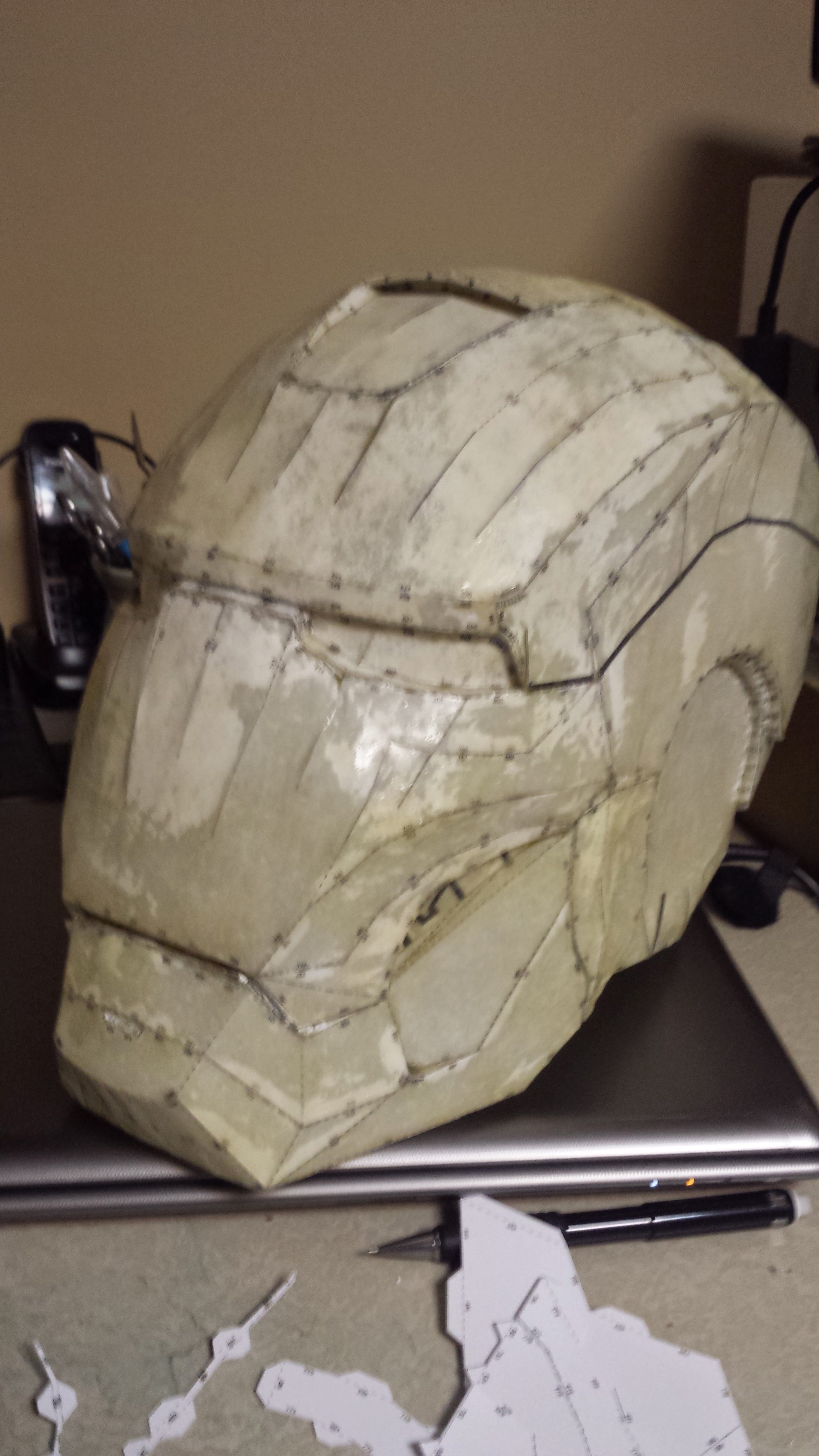 Mk VII helmet with resin coat outside and fiberglass inside.  Just getting started on the sanding and prep for bondo.