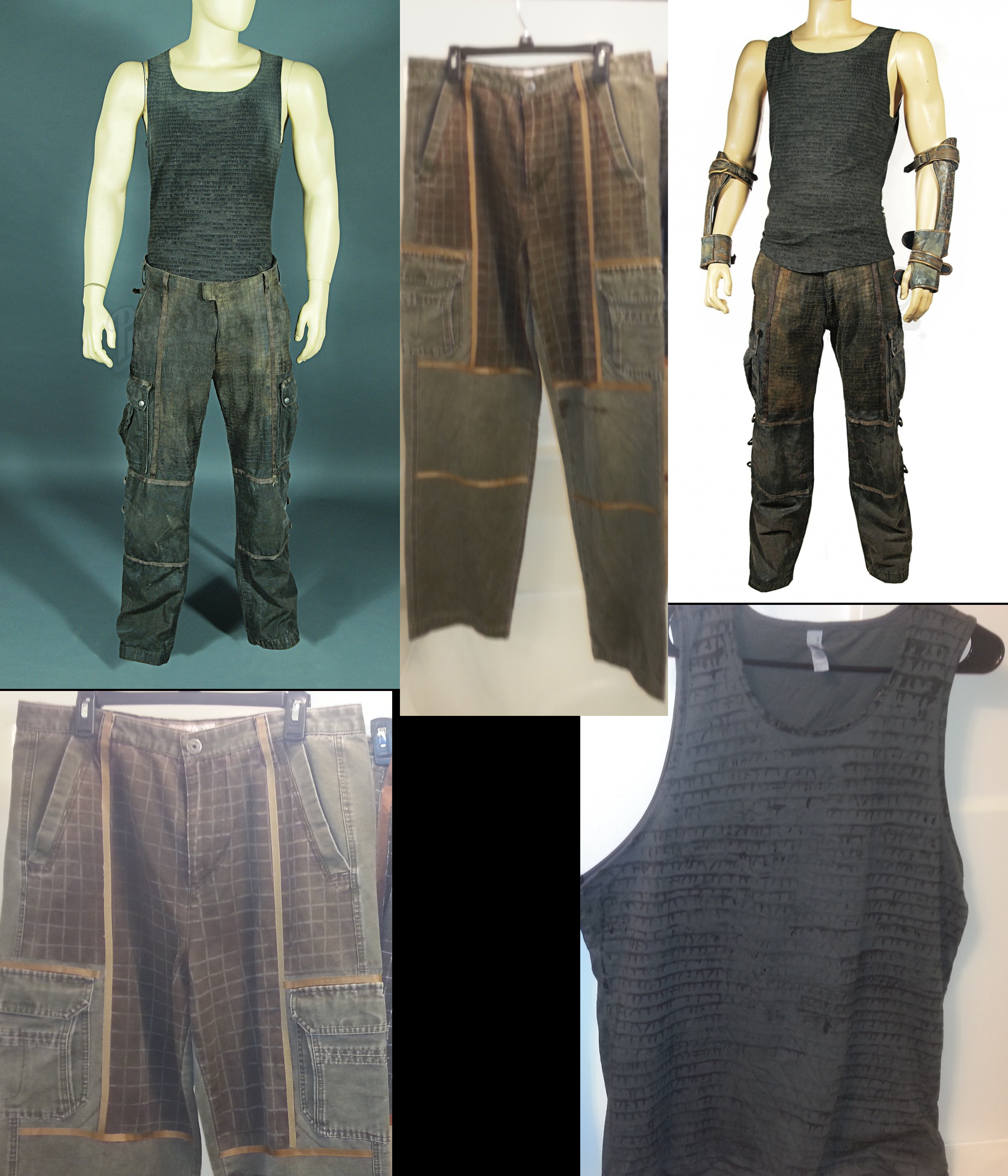 new pants and top compared to reference shots. these are the final home made garments only to be replaced by actual movie props if i ever buy any.