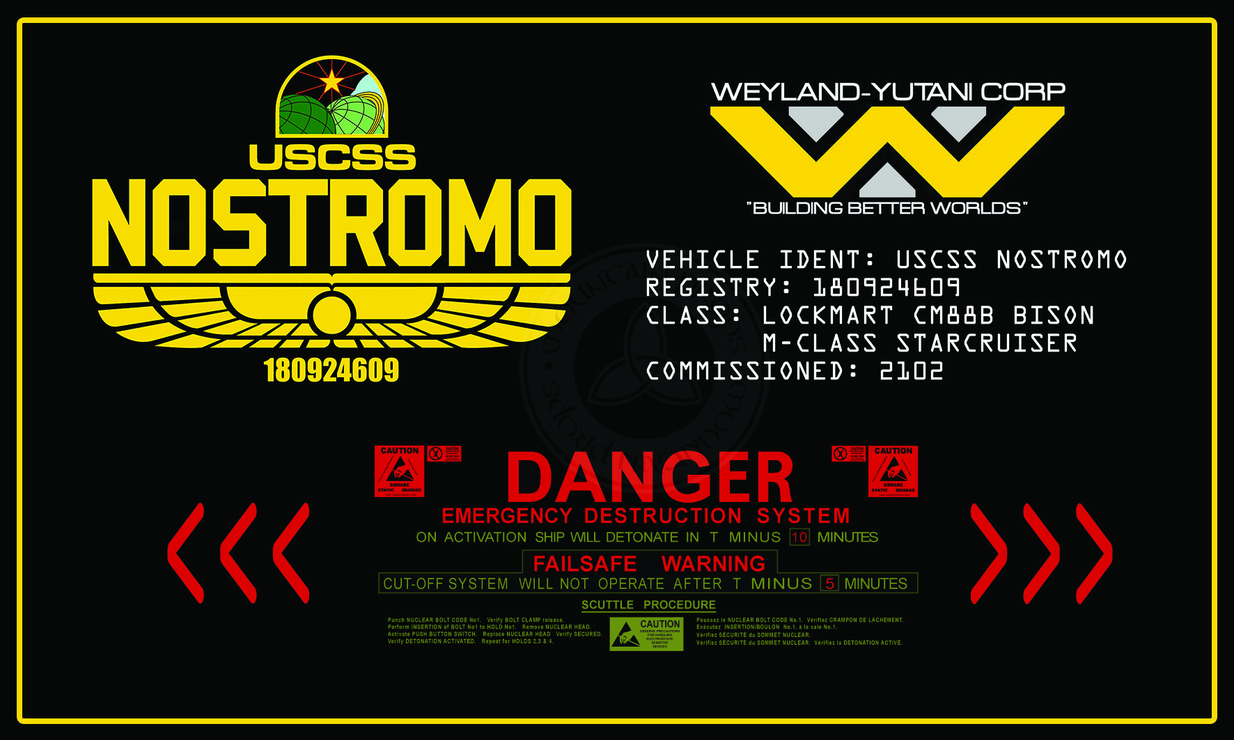 Nostromo self-destruct sticker