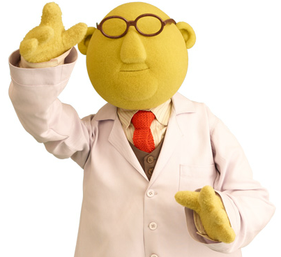 Reference pic. This is a more contemporary version of Bunsen Honeydew. In his first appearances in Muppets Tonight skits, he is more pale green and hi